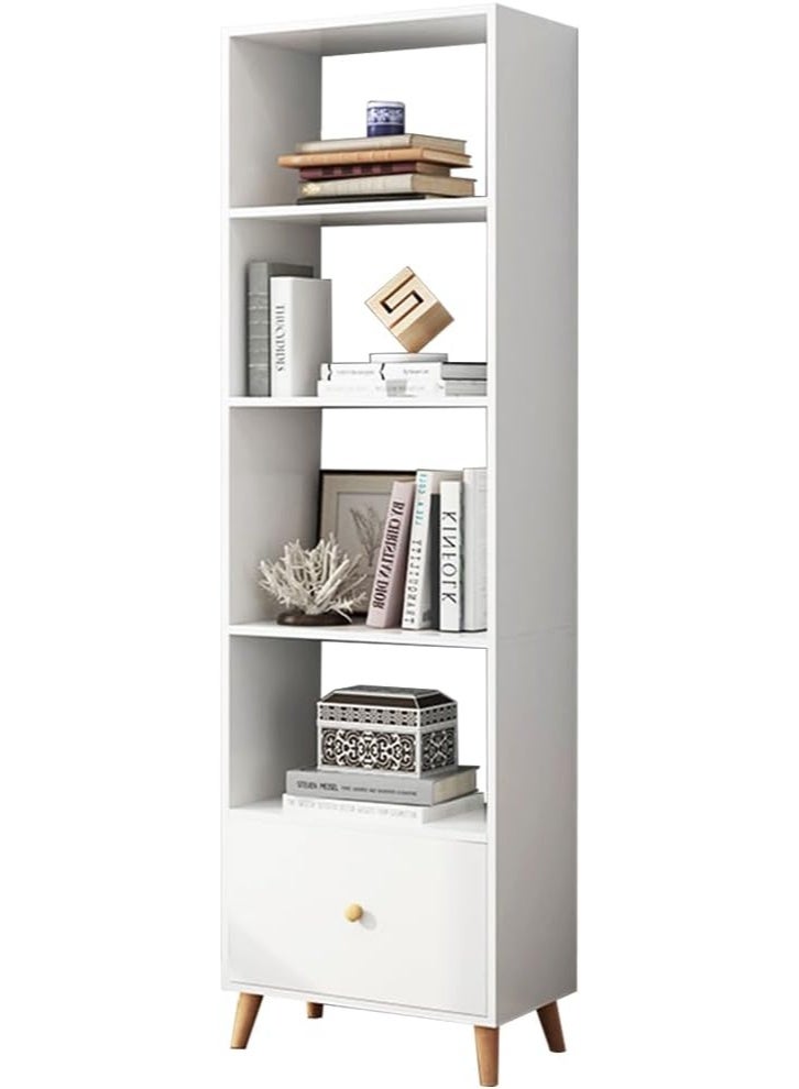 IOTXY Open Shelf Cube Bookcase - 71" Tall Mid-Century Large Bookshelf with Drawer and Deepen Display Storage Cabinet for Home Office, White - Image 3